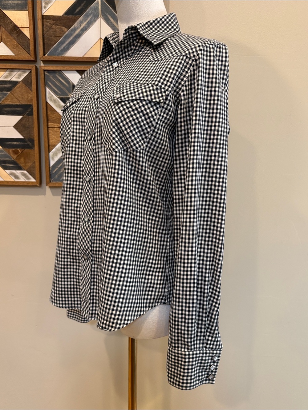 Ralph Lauren Black and White Gingham Button-Down Shirt - Picture 6 of 15